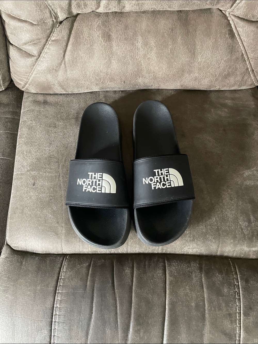 The North Face Black Slide Sandals with White Logo